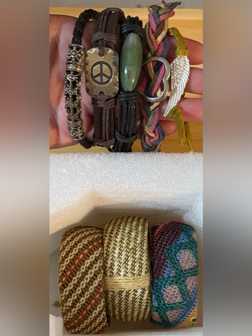 Mixed Leather and Woven Bracelet Bangle Bundle Lot of 8